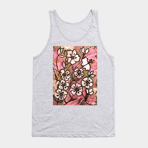 Pink Lady No .8 (Woodcut Print) Tank Top by BillyLee